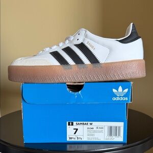 Adidas Sambae White with Black Stripes